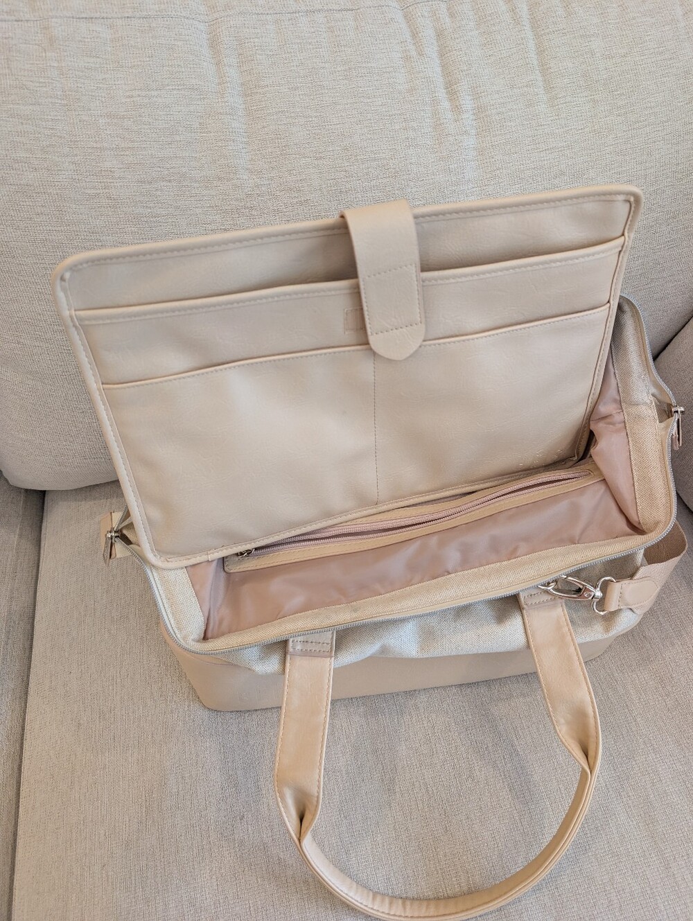 BEIS Convertible Mini Weekender Beige Bag - Picture 5 of 7